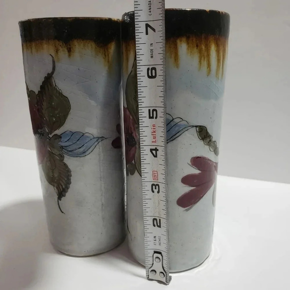Mexican  Pottery Vase Ceramic Birds and Flowers Tall Narrow Multi-colored - Picture 10 of 10
